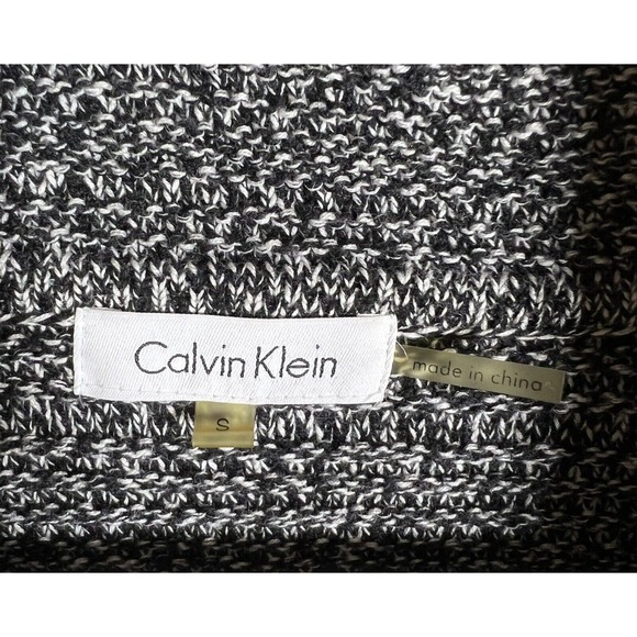 Calvin Klein Knit Cowl Neck Long Sleeve Pullover Sweater Women Small Black White - Picture 3 of 15
